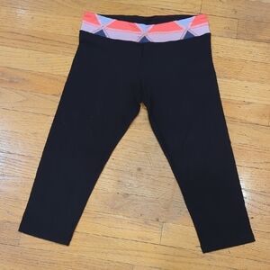 Ivivva Black Leggings with Pink and Blue Waistband